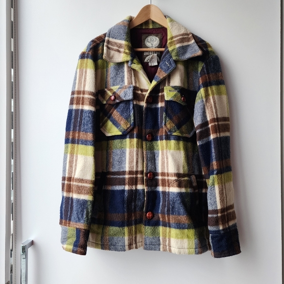 Diesel Jackets & Blazers - Vintage Diesel Oversized Check Wool Blend Button Up Shacket Jacket